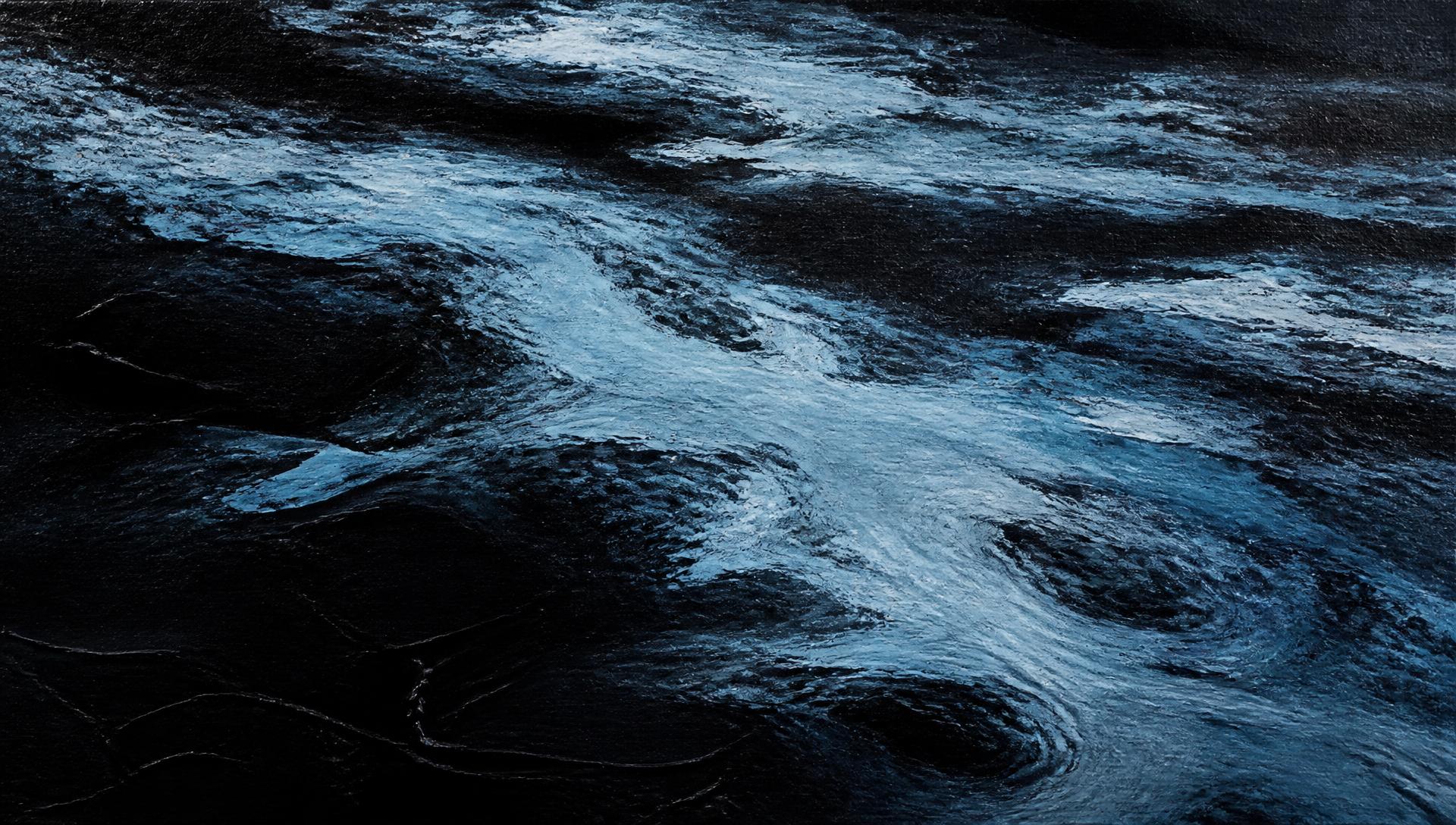 Dark water abstraction in black and pale blue
